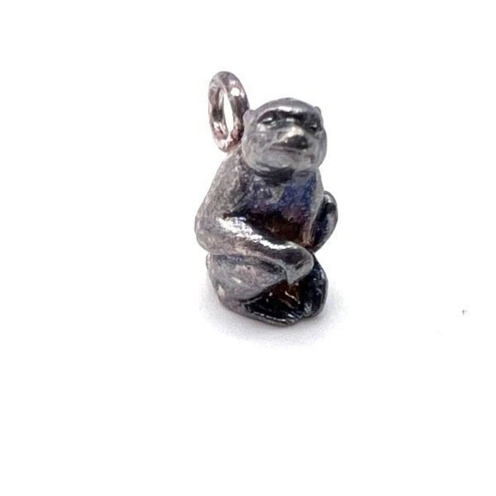 Vintage Women's Monkey 3D Sterling Silver Bracelet Charm Necklace Pendant - Picture 4 of 10